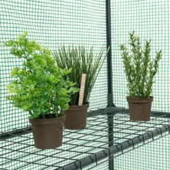 Relaxdays Serre De Jardin Avec 8 étagères, Praticable A Pied, Bâche En Plastique, Acier, HLP : 195 X 140 X 140 cm, Verte -Serre de jardin Boutique 10366435 5