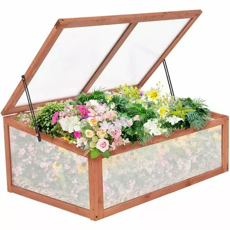 COSTWAY Serre De Jardin En Bois Massif Plantation Châssis Froid Fruits Plantes Balcon Jardinage 1 COSTWAY Serre De Jardin En Bois Massif Plantation Châssis Froid Fruits Plantes Balcon Jardinage