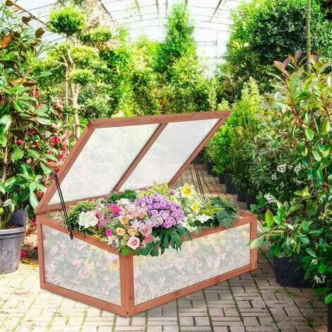 COSTWAY Serre De Jardin En Bois Massif Plantation Châssis Froid Fruits Plantes Balcon Jardinage 3 COSTWAY Serre De Jardin En Bois Massif Plantation Châssis Froid Fruits Plantes Balcon Jardinage – Image 3
