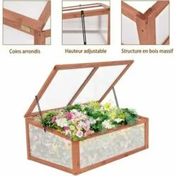 COSTWAY Serre De Jardin En Bois Massif Plantation Châssis Froid Fruits Plantes Balcon Jardinage 8 COSTWAY Serre De Jardin En Bois Massif Plantation Châssis Froid Fruits Plantes Balcon Jardinage -Serre de jardin Boutique 11725648 4