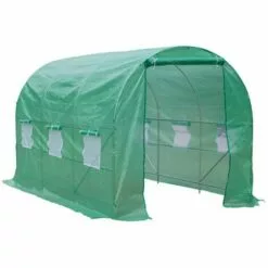 Outsunny Serre De Jardin Tunnel 7m² 3,5L X 2l X 2H M Châssis Tubulaire Acier Galvanisé Renforcé 6 Fenêtres 1 Portes Vert - Vert