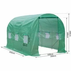 Outsunny Serre De Jardin Tunnel 7m² 3,5L X 2l X 2H M Châssis Tubulaire Acier Galvanisé Renforcé 6 Fenêtres 1 Portes Vert - Vert -Serre de jardin Boutique 12730422 3