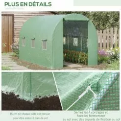 Outsunny Serre De Jardin Tunnel 7m² 3,5L X 2l X 2H M Châssis Tubulaire Acier Galvanisé Renforcé 6 Fenêtres 1 Portes Vert - Vert -Serre de jardin Boutique 12730422 5