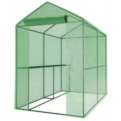 EUROSPEN Serre De Jardin 2m² - Bâche Armée - Avec étagères Et Porte Zipée - Vert