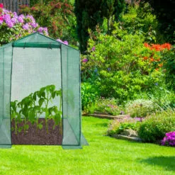 Relaxdays Serre De Jardin Tomates 200x155x155 Cm Porte Serre Tomates Bâche Housse Vert Porte Enroulable, Vert -Serre de jardin Boutique 13235355 4