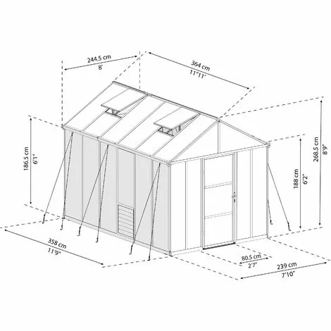 Palram - Canopia | Serre De Jardin Glory 9.2m² Grise 5 Palram - Canopia | Serre De Jardin Glory 9.2m² Grise – Image 5