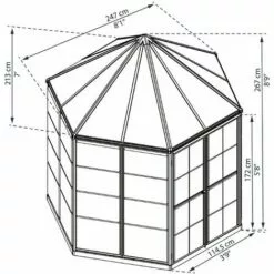 Palram - Canopia | Serre De Jardin Hexagonale Oasis 4m² Grise -Serre de jardin Boutique 13736077 5