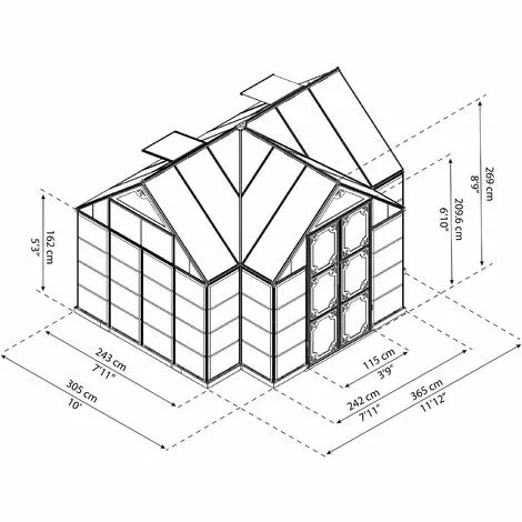 Palram - Canopia | Chalet-serre De Jardin Victory Orangerie 11.1m² 5 Palram - Canopia | Chalet-serre De Jardin Victory Orangerie 11.1m² – Image 5
