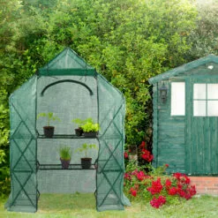 Relaxdays Serre De Jardin Pliable, Etagère 195 Cm Plantes Tomates Semis Jardin, Bâche HxlxP: 195 X 138 X 72 Cm, Vert -Serre de jardin Boutique 14083547 3