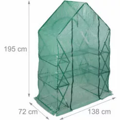 Relaxdays Serre De Jardin Pliable, Etagère 195 Cm Plantes Tomates Semis Jardin, Bâche HxlxP: 195 X 138 X 72 Cm, Vert -Serre de jardin Boutique 14083547 5