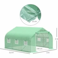 Outsunny Serre Tunnel De Jardin 3,5 X 3 X 2 M Grande Taille 6 Fenêtres Vert -Serre de jardin Boutique 1494965 3