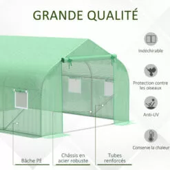 Outsunny Serre Tunnel De Jardin 3,5 X 3 X 2 M Grande Taille 6 Fenêtres Vert -Serre de jardin Boutique 1494965 4