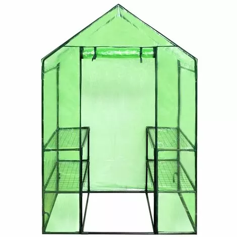 VidaXL Serre Avec 4 étagères - Vert 2 VidaXL Serre Avec 4 étagères - Vert – Image 2