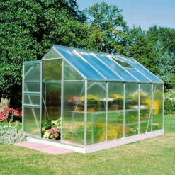 HALLS Serre Polycarbonate Popular 106 - 6.20 M², Couleur Silver, Base Avec Base - Silver