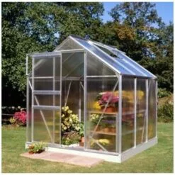 HALLS Serre Polycarbonate Popular 66 - 3.80 M², Couleur Silver, Base Sans Base - Silver -Serre de jardin Boutique 16255983 4