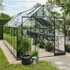 HALLS Serre En Verre Trempé Qube+ 816 - 13 M², Base Sans Base