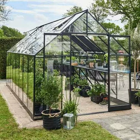 HALLS Serre En Verre Trempé Qube+ 816 - 13 M², Base Sans Base 1 HALLS Serre En Verre Trempé Qube+ 816 - 13 M², Base Sans Base