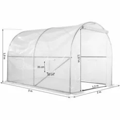 Outsunny Serre De Jardin Tunnel 6 M² 3L X 2l X 1,9H M Acier Galvanisé Renforcé Diamètre 2,4 Cm + PE Haute Densité Fenêtres Porte Blanc - Blanc -Serre de jardin Boutique 17047130 3