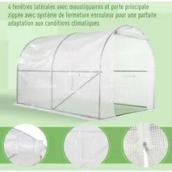 Outsunny Serre De Jardin Tunnel 6 M² 3L X 2l X 1,9H M Acier Galvanisé Renforcé Diamètre 2,4 Cm + PE Haute Densité Fenêtres Porte Blanc - Blanc -Serre de jardin Boutique 17047130 5