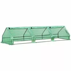 Outsunny Mini Serre De Jardin Serre à Tomates 400L X 100l X 80H Cm Acier PE Haute Densité 140 G/m² Anti-UV 3 Fenêtres Avec Zip Enroulables Vert - Vert