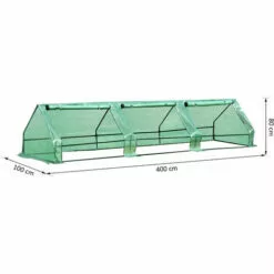 Outsunny Mini Serre De Jardin Serre à Tomates 400L X 100l X 80H Cm Acier PE Haute Densité 140 G/m² Anti-UV 3 Fenêtres Avec Zip Enroulables Vert - Vert -Serre de jardin Boutique 17068031 3