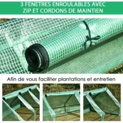 Outsunny Mini Serre De Jardin Serre à Tomates 400L X 100l X 80H Cm Acier PE Haute Densité 140 G/m² Anti-UV 3 Fenêtres Avec Zip Enroulables Vert - Vert -Serre de jardin Boutique 17068031 5