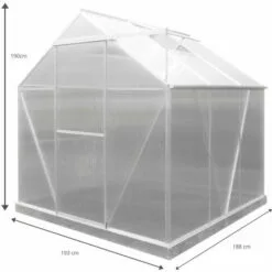GARDIUN Serre De Jardin En Polycarbonate/Aluminium Lunada - 3,63 M² 188x193x190 Cm Avec Base 3 Modules -Serre de jardin Boutique 17270105 3