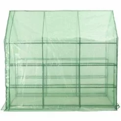 VidaXL Serre De Plain-pied Avec 12 étagères Acier 143x214x196 Cm - Vert -Serre de jardin Boutique 17557171 4