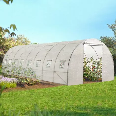 IDMARKET Serre Tunnel De Jardin 24m² Blanche Gamme Maraîchère DES ANDES 8x3M - Blanc 1 IDMARKET Serre Tunnel De Jardin 24m² Blanche Gamme Maraîchère DES ANDES 8x3M - Blanc