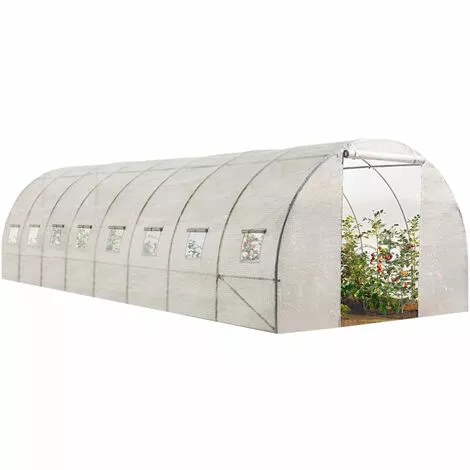 IDMARKET Serre Tunnel De Jardin 24m² Blanche Gamme Maraîchère DES ANDES 8x3M - Blanc 2 IDMARKET Serre Tunnel De Jardin 24m² Blanche Gamme Maraîchère DES ANDES 8x3M - Blanc – Image 2