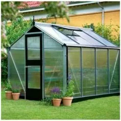 JULIANA Serre Polycarbonate Compact 5 M², Couleur Silver, Base Sans Base - Silver -Serre de jardin Boutique 17858213 4