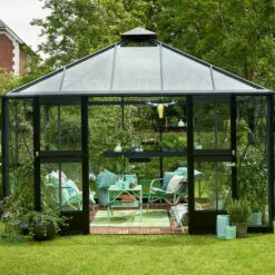 ATOUT LOISIR Serre En Verre Trempé Oasis 13.50 M², Couleur Anthracite, Base Sans Base - Anthracite -Serre de jardin Boutique 17859309 3