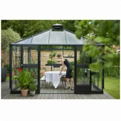 ATOUT LOISIR Serre En Verre Trempé Oasis 13.50 M², Couleur Anthracite, Base Sans Base - Anthracite -Serre de jardin Boutique 17859309 4
