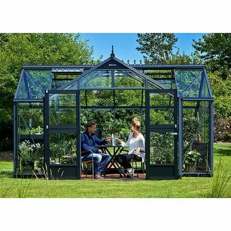 JULIANA Serre En Verre Trempé Orangerie 15.2 M², Couleur Anthracite, Base Sans Base - Anthracite 2 JULIANA Serre En Verre Trempé Orangerie 15.2 M², Couleur Anthracite, Base Sans Base - Anthracite – Image 2