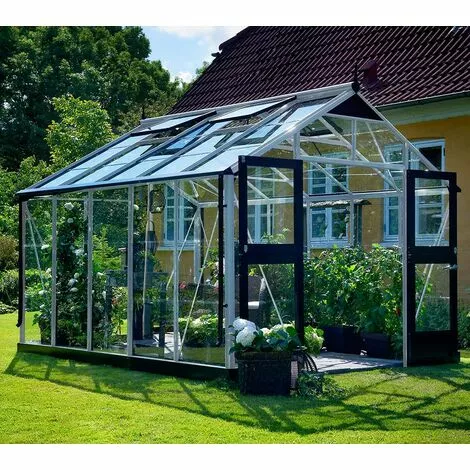JULIANA Serre En Verre Trempé Premium 10.9 M², Couleur Anthracite, Base Sans Base - Anthracite -Serre de jardin Boutique 17859401 1