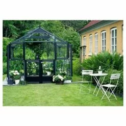 JULIANA Serre En Verre Trempé Premium 10.9 M², Couleur Anthracite, Base Sans Base - Anthracite -Serre de jardin Boutique 17859401 3