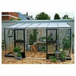 JULIANA Serre En Verre Trempé Véranda 4.40 M², Couleur Silver, Base Sans Base - Silver -Serre de jardin Boutique 17859579 3