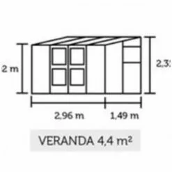 JULIANA Serre En Verre Trempé Véranda 4.40 M², Couleur Silver, Base Sans Base - Silver -Serre de jardin Boutique 17859579 4