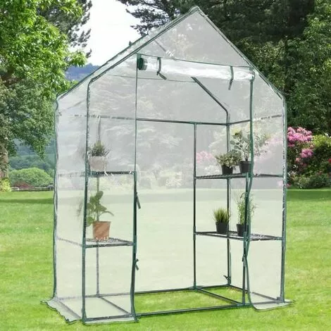COSTWAY SERRE DE JARDINAGE Serre De Jardin Chaud Serre à Tomates Tente De Plante 3 étages En Vert Transparent 143x143x195cm 1 COSTWAY SERRE DE JARDINAGE Serre De Jardin Chaud Serre à Tomates Tente De Plante 3 étages En Vert Transparent 143x143x195cm