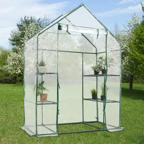 COSTWAY SERRE DE JARDINAGE Serre De Jardin Chaud Serre à Tomates Tente De Plante 3 étages En Vert Transparent 143x143x195cm 2 COSTWAY SERRE DE JARDINAGE Serre De Jardin Chaud Serre à Tomates Tente De Plante 3 étages En Vert Transparent 143x143x195cm – Image 2