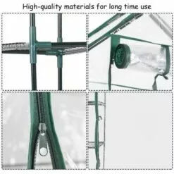 COSTWAY SERRE DE JARDINAGE Serre De Jardin Chaud Serre à Tomates Tente De Plante 3 étages En Vert Transparent 143x143x195cm 7 COSTWAY SERRE DE JARDINAGE Serre De Jardin Chaud Serre à Tomates Tente De Plante 3 étages En Vert Transparent 143x143x195cm -Serre de jardin Boutique 17914474 4