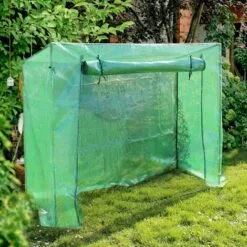 WILTEC Serre De Jardin 200x77x169cm Tomate Maraîchère Aération Porte Déroulante Film Grillagé PE Entrée