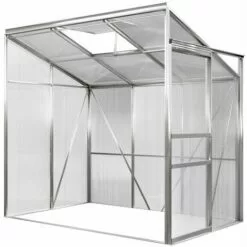 GARDEBRUK Serre De Jardin Adossée Murale Polycarbonate 3,8 M³ Abri Gel Plante Légume Potager Demi Serre