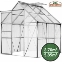 GARDEBRUK Deuba Serre De Jardin En Aluminium 5,85m³ Abri Extérieur De Plantes Légumes Fruits 190x190x195cm Gouttière