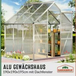 GARDEBRUK Deuba Serre De Jardin En Aluminium 5,85m³ Abri Extérieur De Plantes Légumes Fruits 190x190x195cm Gouttière -Serre de jardin Boutique 18473173 3