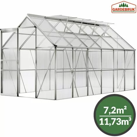 GARDEBRUK Serre De Jardin En Aluminium 11,73m³ Incl. 4 Fenêtres - 380 X 190 Cm 1 GARDEBRUK Serre De Jardin En Aluminium 11,73m³ Incl. 4 Fenêtres - 380 X 190 Cm