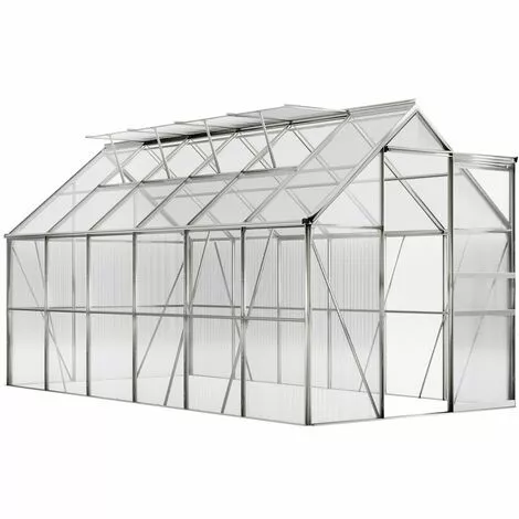 GARDEBRUK Serre De Jardin En Aluminium 11,73m³ Incl. 4 Fenêtres - 380 X 190 Cm 2 GARDEBRUK Serre De Jardin En Aluminium 11,73m³ Incl. 4 Fenêtres - 380 X 190 Cm – Image 2