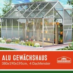 GARDEBRUK Serre De Jardin En Aluminium 11,73m³ Incl. 4 Fenêtres - 380 X 190 Cm 7 GARDEBRUK Serre De Jardin En Aluminium 11,73m³ Incl. 4 Fenêtres - 380 X 190 Cm -Serre de jardin Boutique 18510291 3