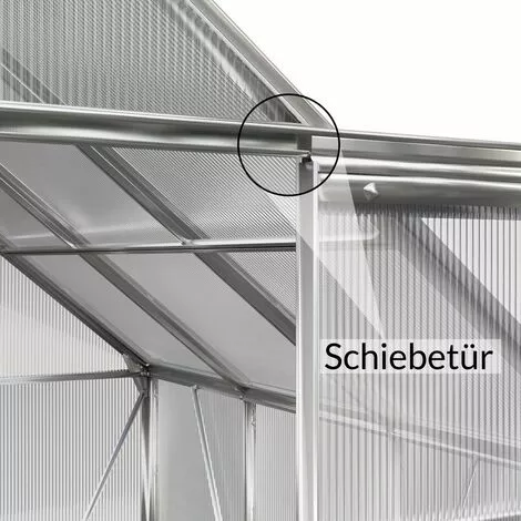 GARDEBRUK Serre De Jardin En Aluminium 11,73m³ Incl. 4 Fenêtres - 380 X 190 Cm 5 GARDEBRUK Serre De Jardin En Aluminium 11,73m³ Incl. 4 Fenêtres - 380 X 190 Cm – Image 5