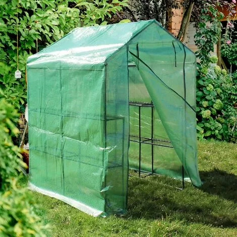WILTEC Serre Jardin 143x143x195cm Entrée 8 Étagères De Rangement Film PE Grillagé Protection Intempéries 1 WILTEC Serre Jardin 143x143x195cm Entrée 8 Étagères De Rangement Film PE Grillagé Protection Intempéries